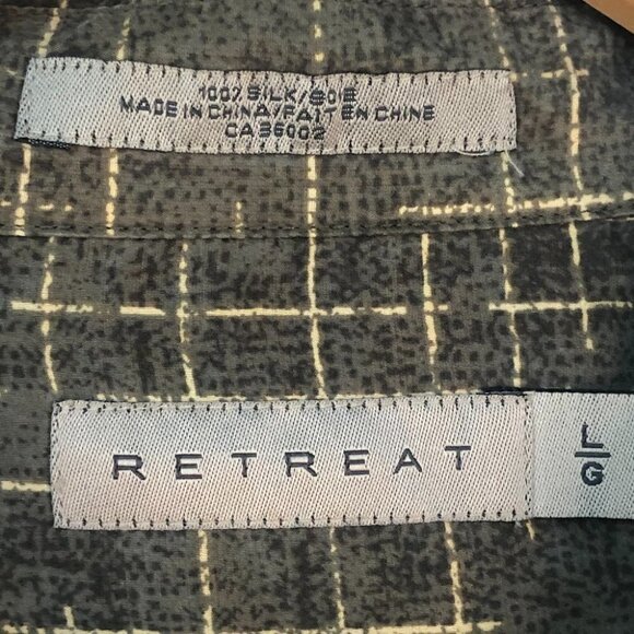 Retreat 100% Silk  Button Up Grandpa Dad Shirt - Picture 5 of 5